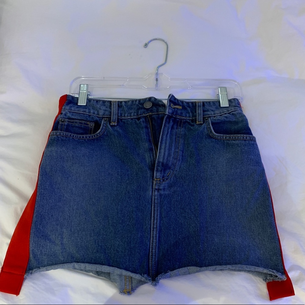 LF Carmar denim Collin skirt with red stripe